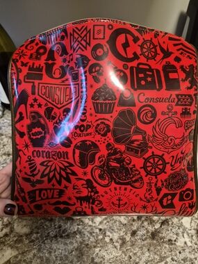 Consuela Red and Black Pop Culture Cosmetic Pouch